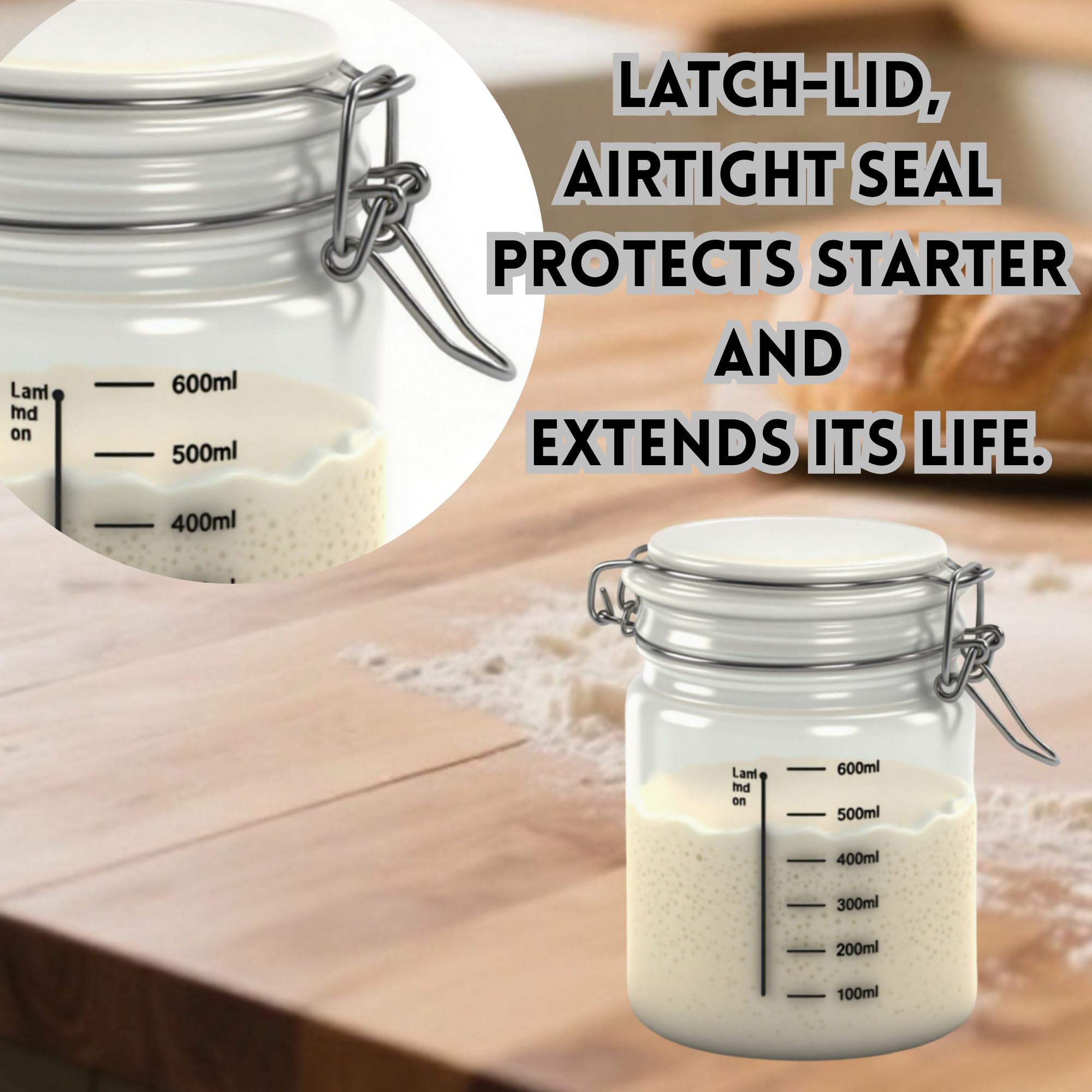 Sauerteig-Starter-Set, komplettes Sauerteig-Brot-Backzubehör mit Banneton-Brot-Gärkörbchen | Sauerteig-Starterglas | Lebensmittelwaage und mehr | Geschenkfreundliches Sauerteig-Set oder jedes