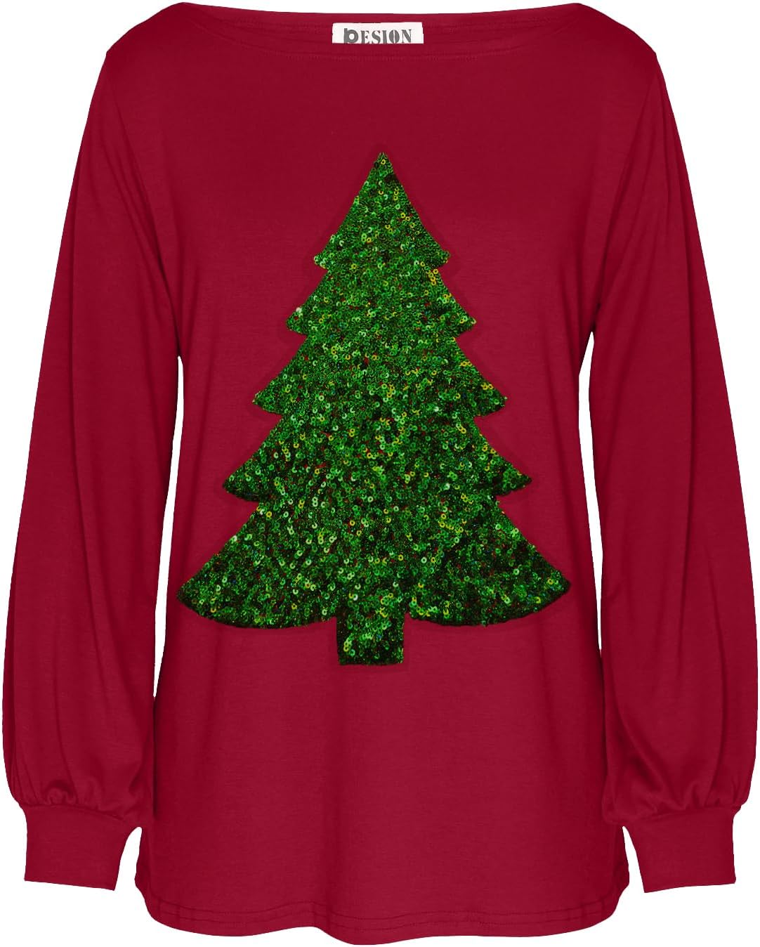 PESION Womens Casual Bishop Sleeve Blouse Boat Neck T-Shirts Tunic Tops - Image 3