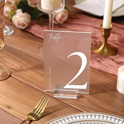 Miniatura 69 de UNIQOOO Paquete de 6 letreros acrílicos esmerilados en blanco para mesa de boda, 11 x 14 pulgadas, hoja acrílica para soporte de números de mesa