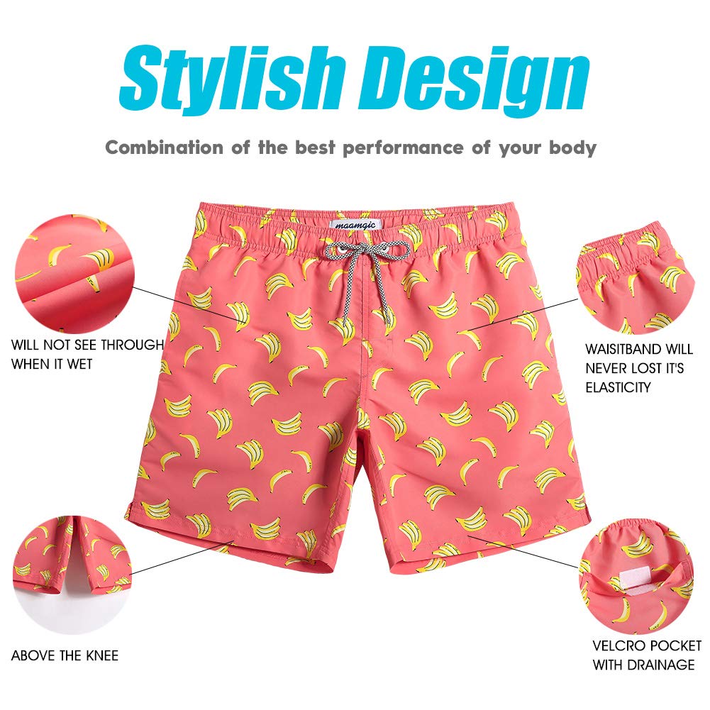 MaaMgic Pantaloncini da Bagno da Uomo Asciugatura Veloce Costume da Bagno per Surf sulla Spiaggia Multi-funzioni Allenamento casa con Fodera in Mesh con Fodera in Mesh