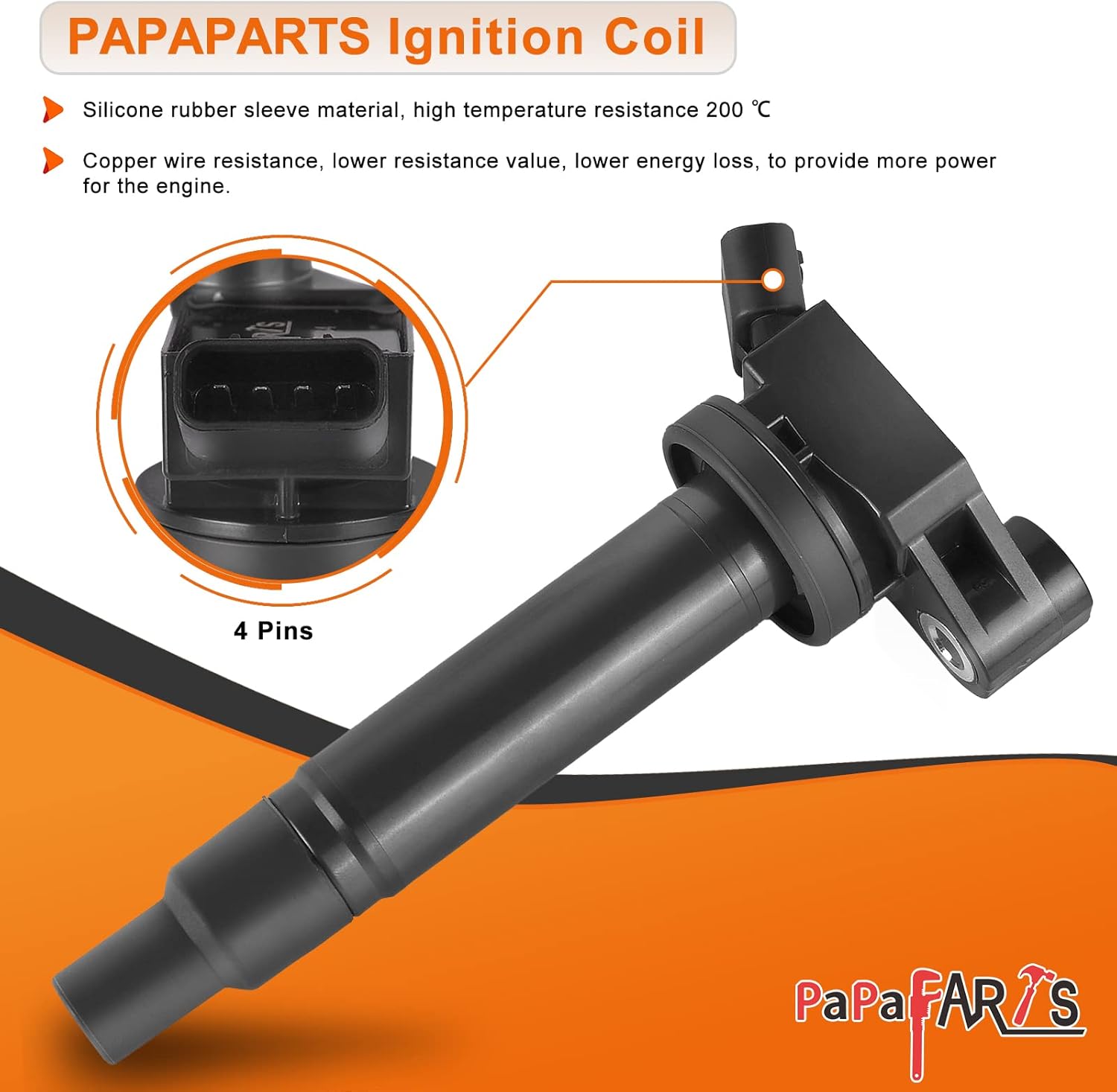 PAPAPARTS Set of 6 Ignition Coil Pack UF267 and Iridium Spark Plug Compatible with Lexus ES300 RX300 Toyota Camry Sienna Avalon Highlander 3.0L 3.3L V6