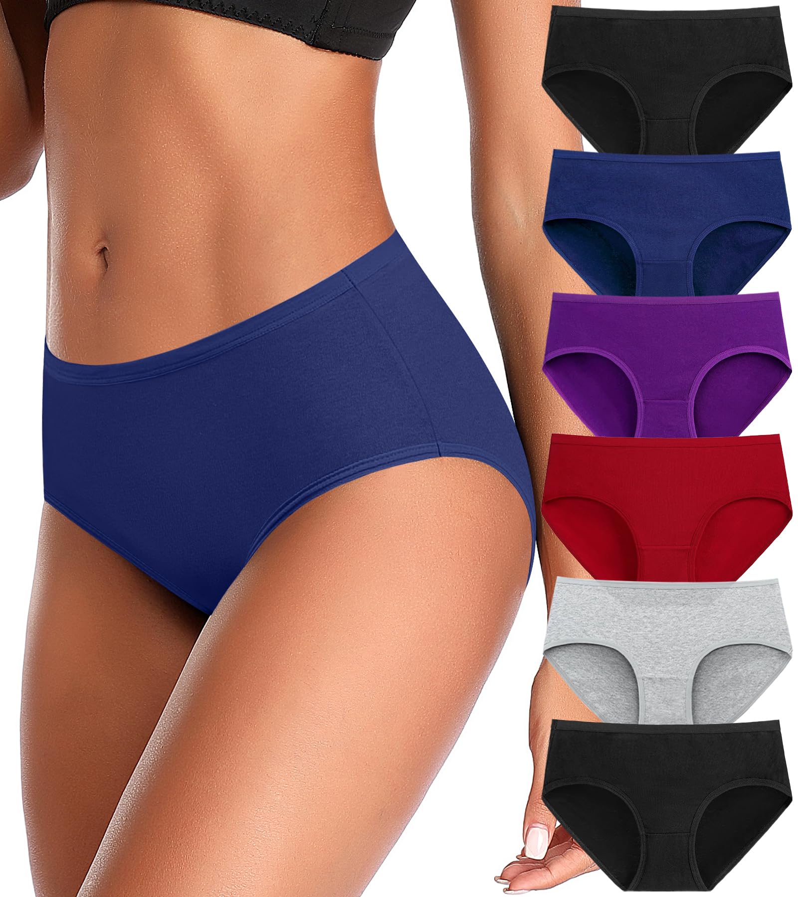 K-CHEONY Cotton Womens Underwear Hipster Panties Regular & Plus Size 6 Pack (Dark Assorted, 6 Pack, Medium)