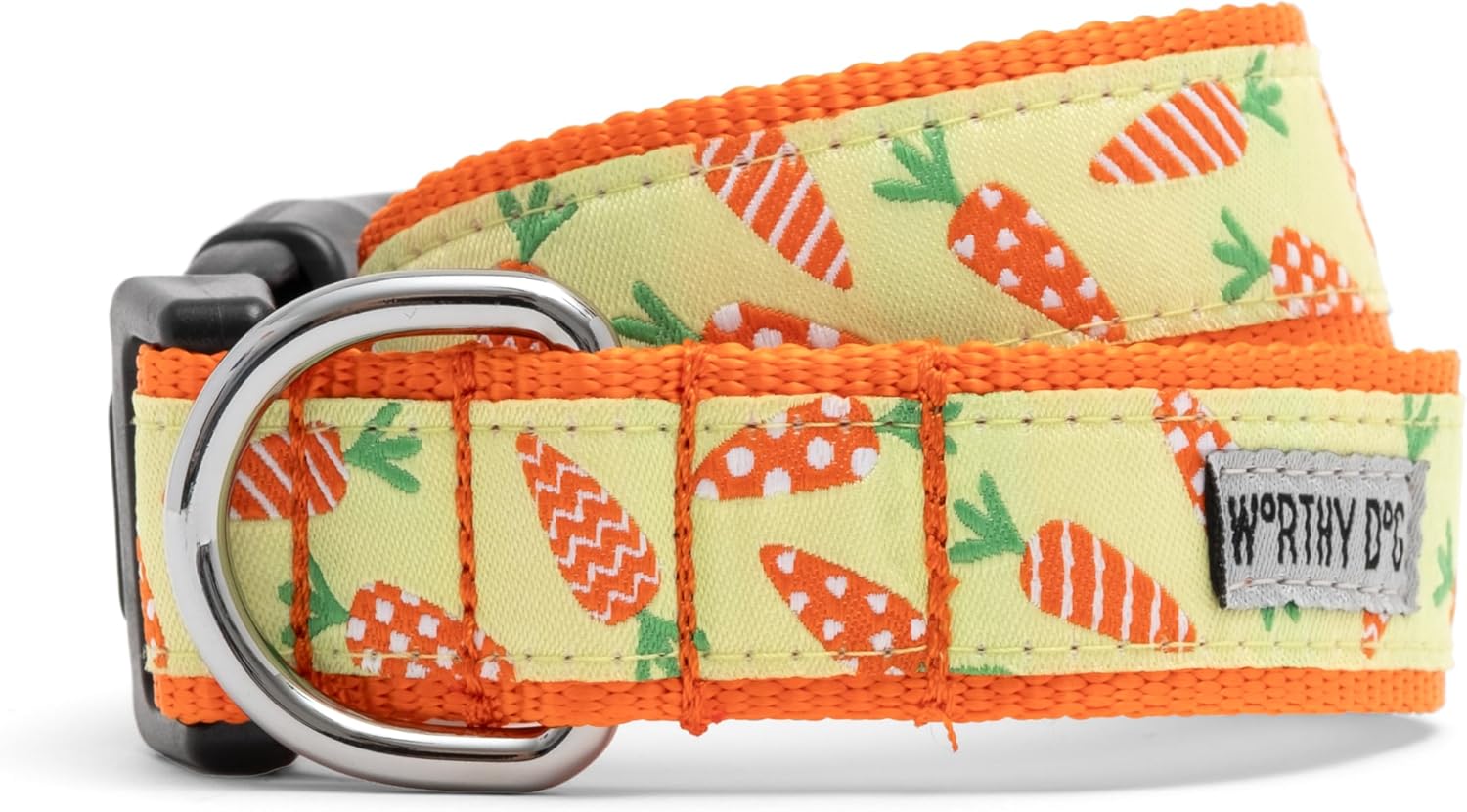 THE WORTHY DOG Spring Holiday Starfish Floral Dog Collar – Durable Nylon, Woven Ribbon, Quick-Release Buckle, Nickel D-Ring – Blue, X-Large