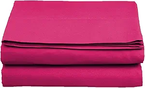 Elegant Comfort Wrinkle-Free 1500 Premier Hotel Quality 1-Piece Flat Sheet, Twin/Twin XL Size, Pink