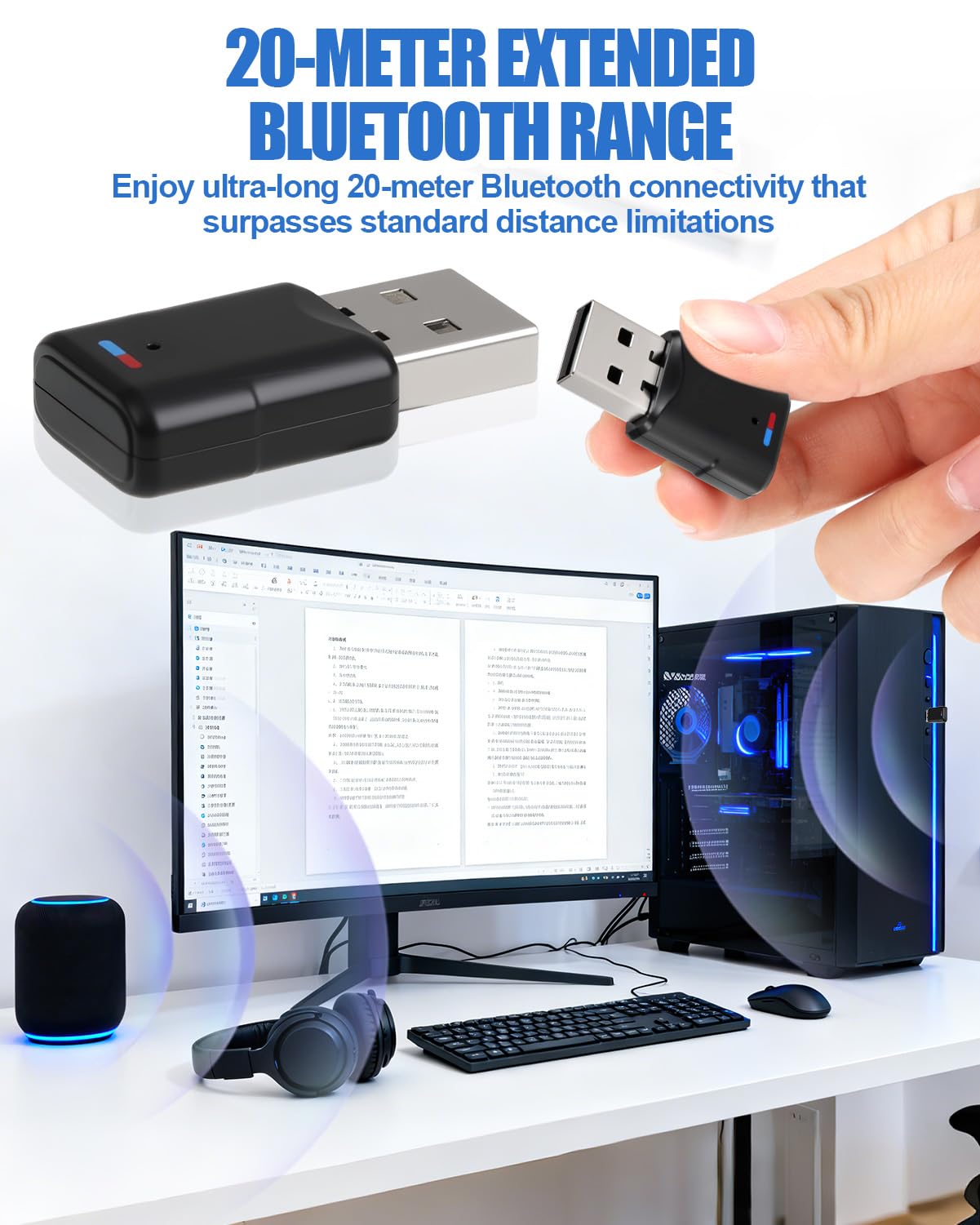 Adaptateur USB Bluetooth 5.3 pour PS4 PS5 PC Switch Audio Dongle Faible Latence