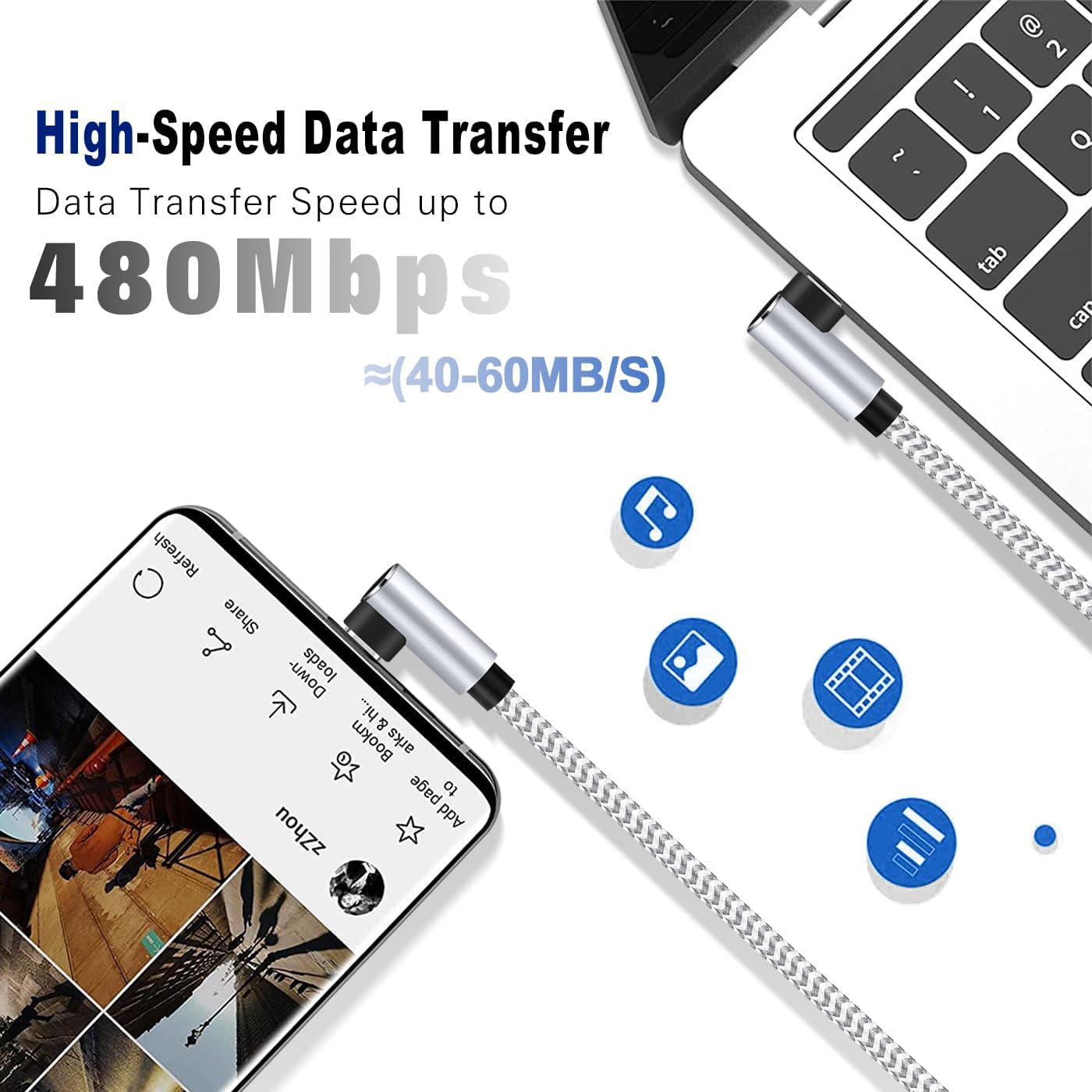 2Pack 6FT USB C to Lightning Cable Apple MFi Certified, Long iPhone Fast Charging Cord 90 Degree, Nylon Braided Type C Lightning Cable Compatible with iPhone 14/13/12/11 Pro Max Xr Xs iPad and More - Image 5