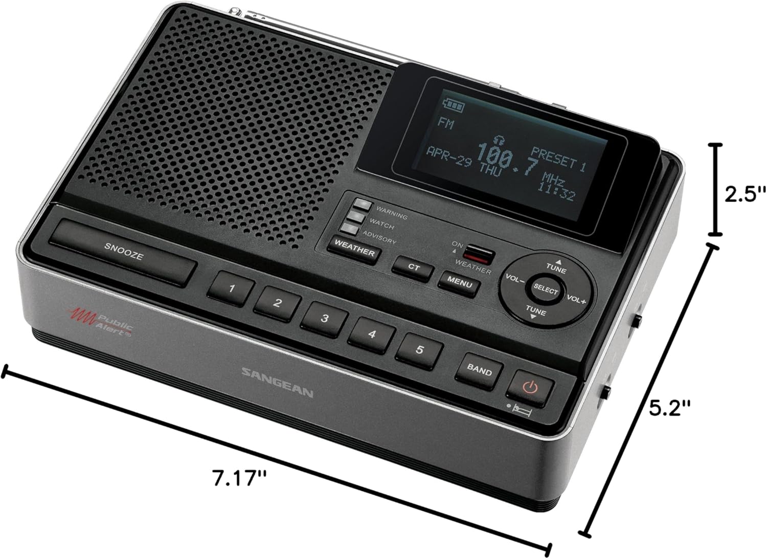 Sangean CL-100 S.A.M.E. Table-Top Weather Hazard Alert with AM/FM-RBDS Alarm Clock Radio (Renewed)