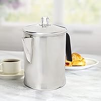 Vista 7 de Primula Today Cafetera de aluminio para percolación en la estufa, duradera, para preparar café en la estufa, 9 tazas, plateado