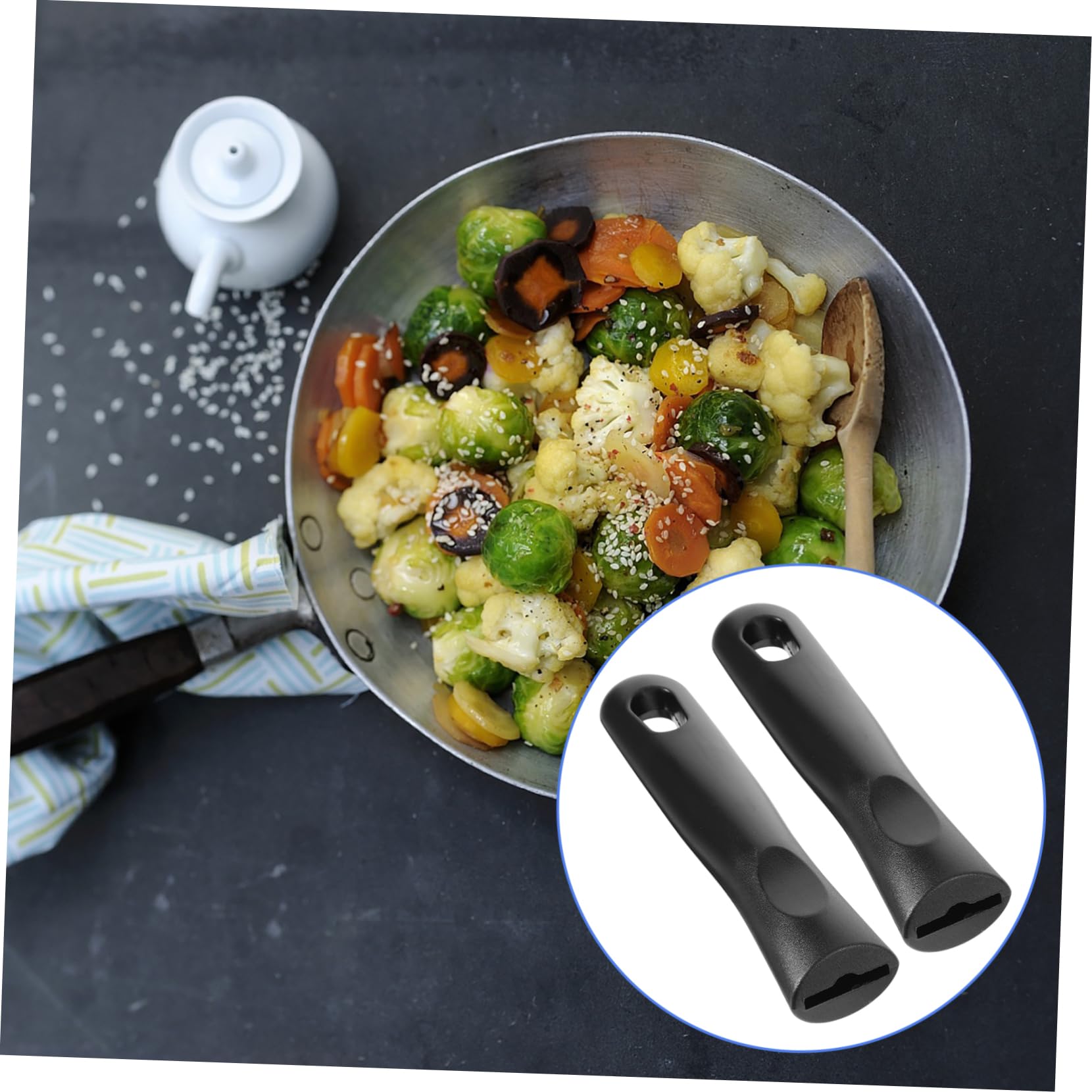 2stücke Frying Pan Ersatzgriff Abnehmbarer Anti-verbrennungsgriff Ergonomisches Design Für Töpfe Und Pfannen Hitzebeständig Und rutschfest Einsetzbar