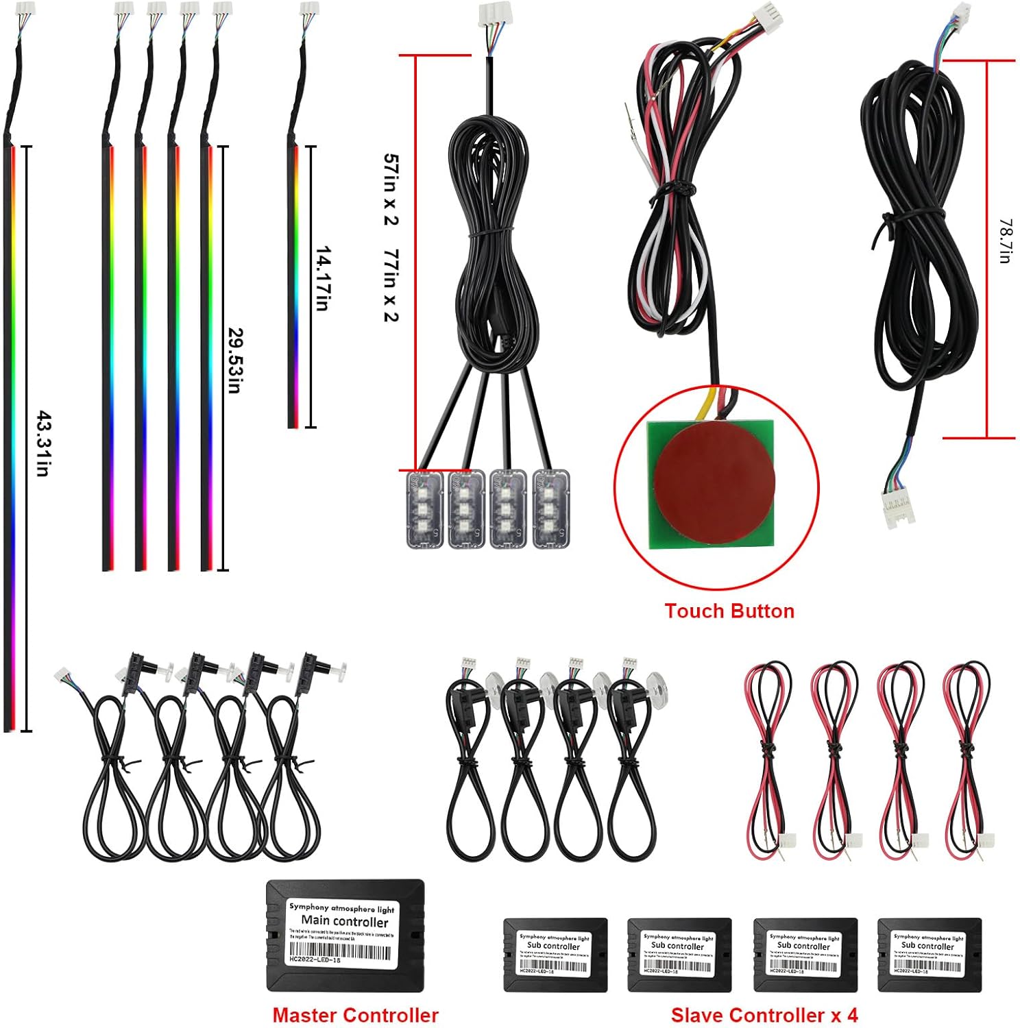 Dreamcolor Acrylic Interior Car Lights, WEBUPAR Car Accessories 18 in 1 Car LED Strip Lights with APP Control and 213 Modes, 175 inches 593 LEDs Fiber Optic Lights, RGB Neon Car Lighting : Automotive