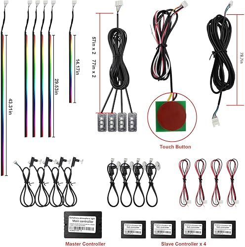 Miniatura 51 de Nueva versión Dreamcolor acrílico luces interiores del coche 18 en 1 RGB kit de iluminación ambiental del coche APP Control Zoned Control System 252