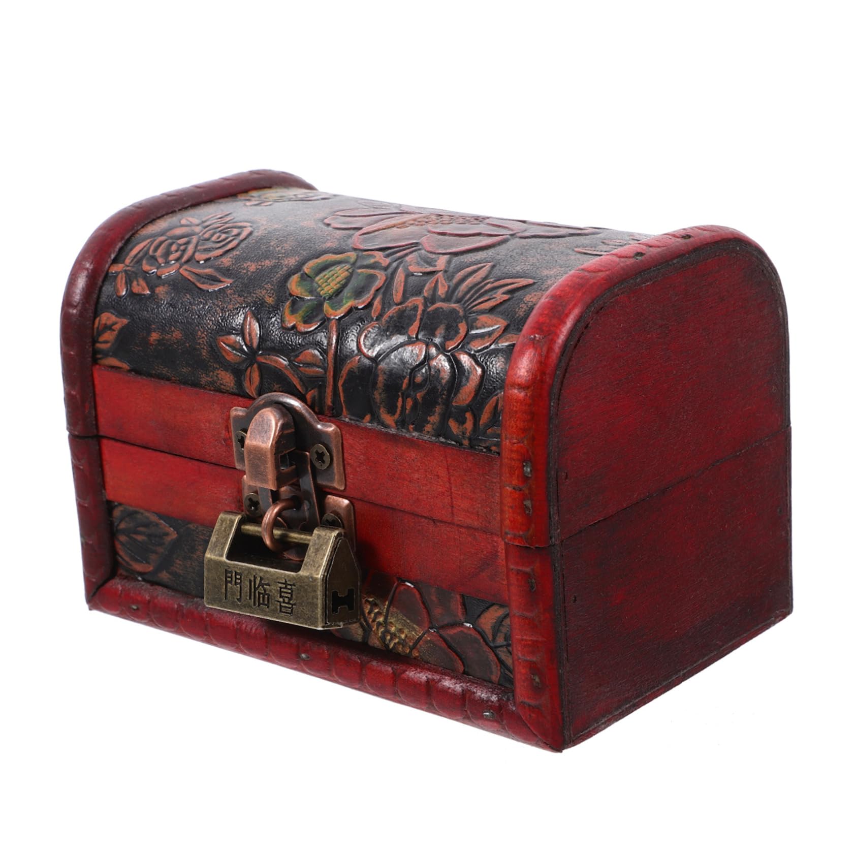 PRETYZOOM Wooden Jewelry Case Vintage Treasure Chest Box Vintagestorage Box Organizer for Necklaces Earrings