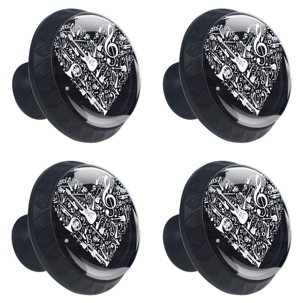 Music Notes Heart Cabinet Door Knobs Handles Pulls Cupboard Handles Drawer Wardrobe 4pcs