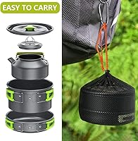 Vista 6 de aiGear Camping Cooking Set Cookware Mess Kit with Storage Bag Pot Pan Set Camping Accessories for Outdoor Camping Hiking Picnic Portable and