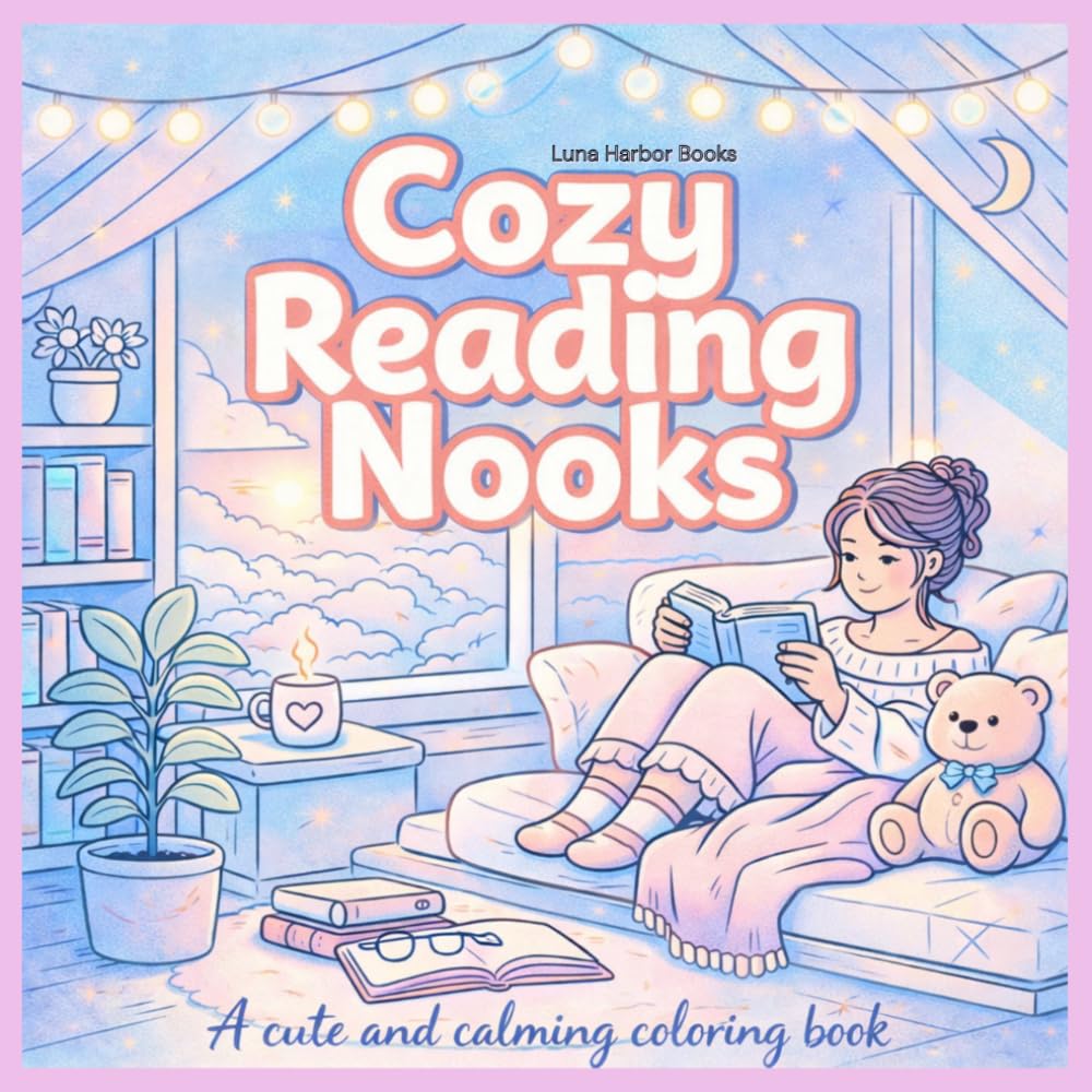 Cozy Reading Nooks: Bold & Easy Coloring Book for Relaxed Girls: Dreamy Sunlit Corners, Soft Life Vibes & Aesthetic Bookish Escapes for Stress Relief and Slow Living