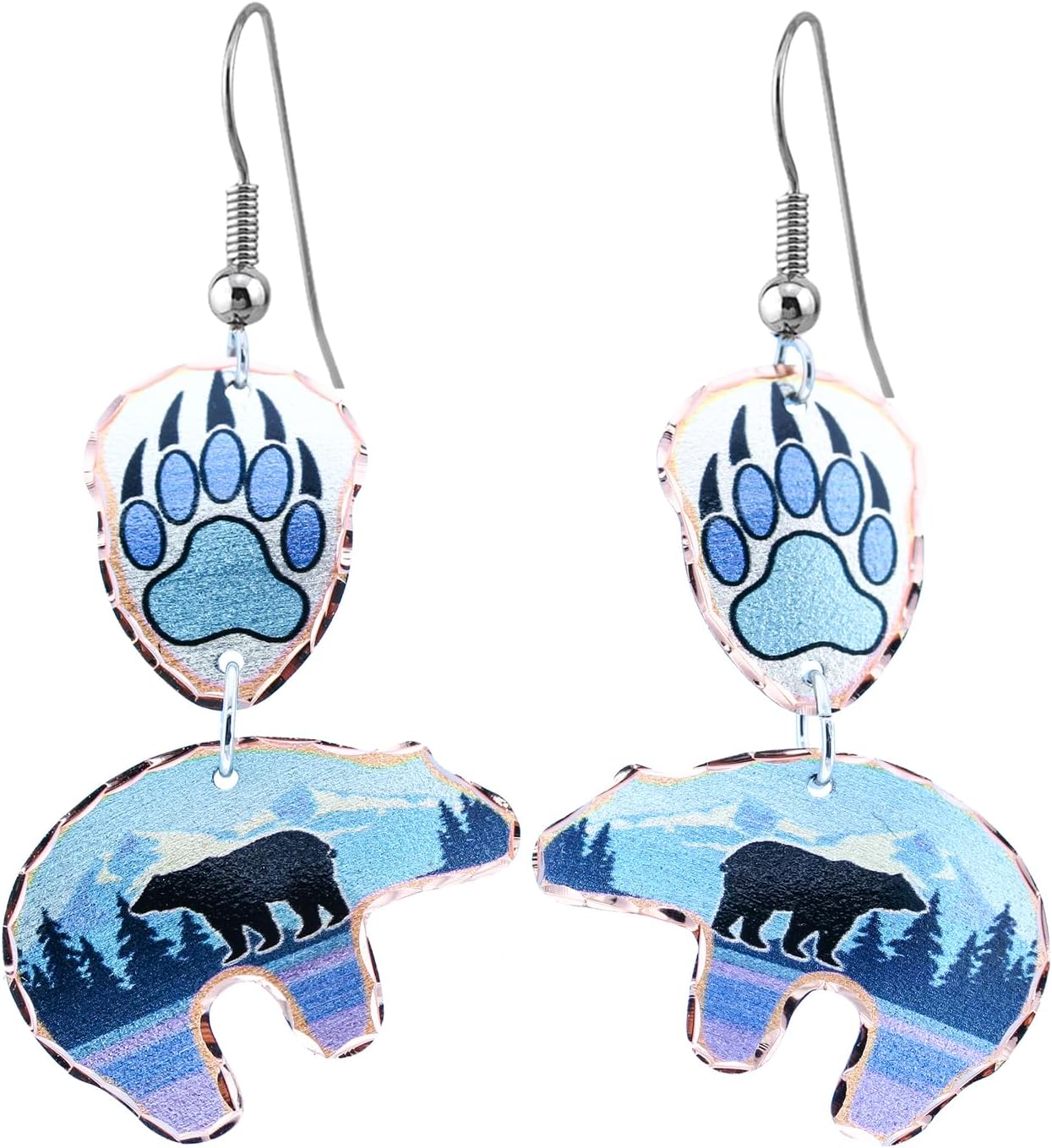 FRONT LINE JEWELRY Southwest Native Bear Earrings for Women – Handmade Copper Tribal Earrings with Paw Print Accents – Indigenous Gift Jewelry