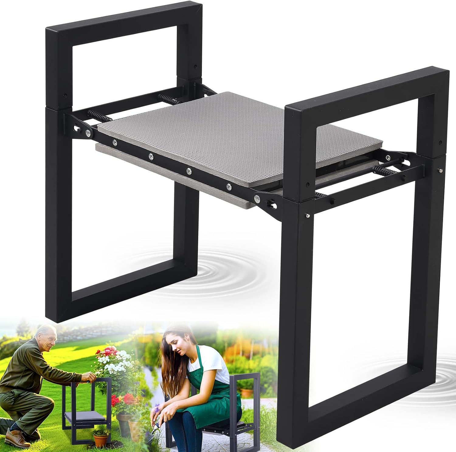 Garden Kneeler and Seat Heavy Duty - Anti-Tip Super Stable Multifunctional Gardening Stool Bench,Wide 12.7\" Pads,Foldable Ergonomic Handles for Seniors Women Men Pain-Free Weeding,Planting Yard Work