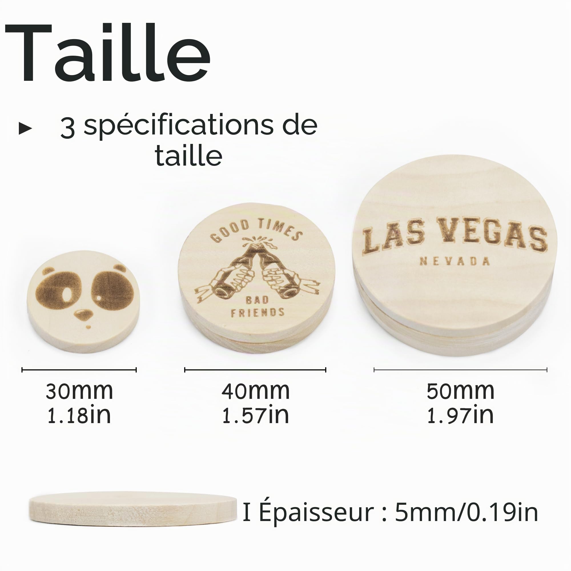Jeton en bois personnalisé gravé au laser 30 à 1000 pièces, texte logo couleur UV, jeton de poker pour bar fête