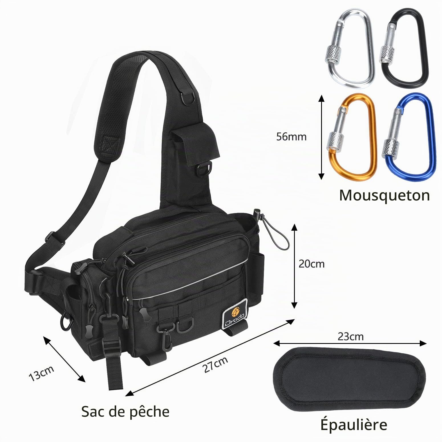 Sac de Pêche - Sac à bandoulière Tactique, Étanche et résistant, Multifonctionnel, Sac de Rangemen