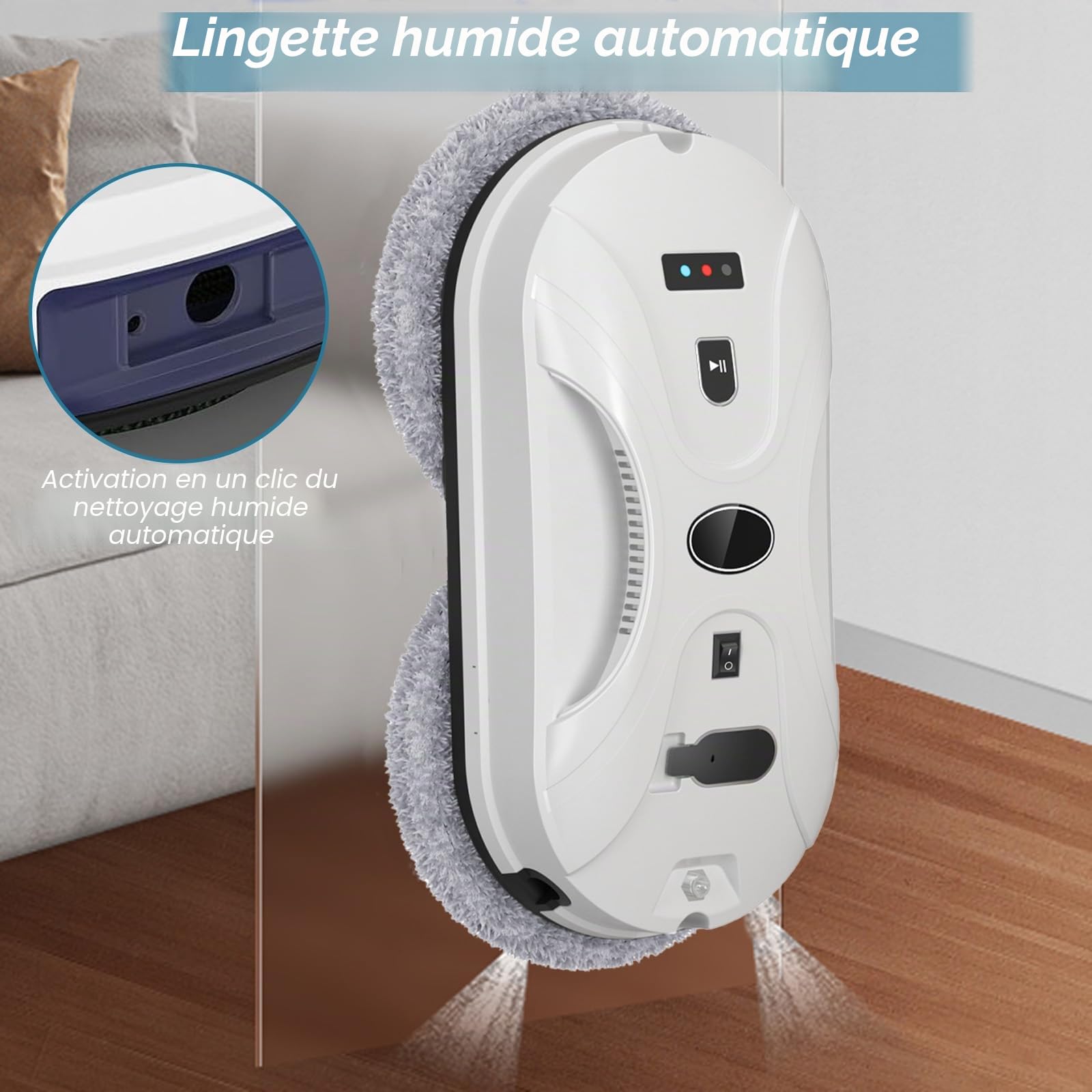 Robot lave-vitres, 5600 Pa, nettoyeur de vitres automatique avec télécommande et 10 chiffons, robot lave-vitres, aspirateur électrique pour vitres intérieures et extérieures, verre et carrelage