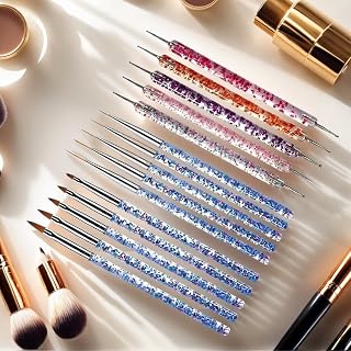 15pcs Nail Art Brushes, Nail Art Tool Set, Dotting Tools, Striping Brushes for Long Lines, Drawing Pen For Gel Polish Design Nail Art Tool Set