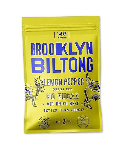 Miniatura 22 de Brooklyn Biltong Steakhouse, rebanadas tiernas de ajo desnudo (2 onzas, paquete de 2), bocadillos de proteína de carne alimentada con pasto, 1.13 oz