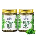 BLUE TEA - Spearmint Herbal Tea - 100 gm -100 Cups (Pack of 2) | Pcos Relief | Balances Hormones, Reduces Facial Hair & Acne and Supports Digestion | Herbal Tea - Dried Loose Leaf - Caffeine Free | Reusable Pet Jar gallery image