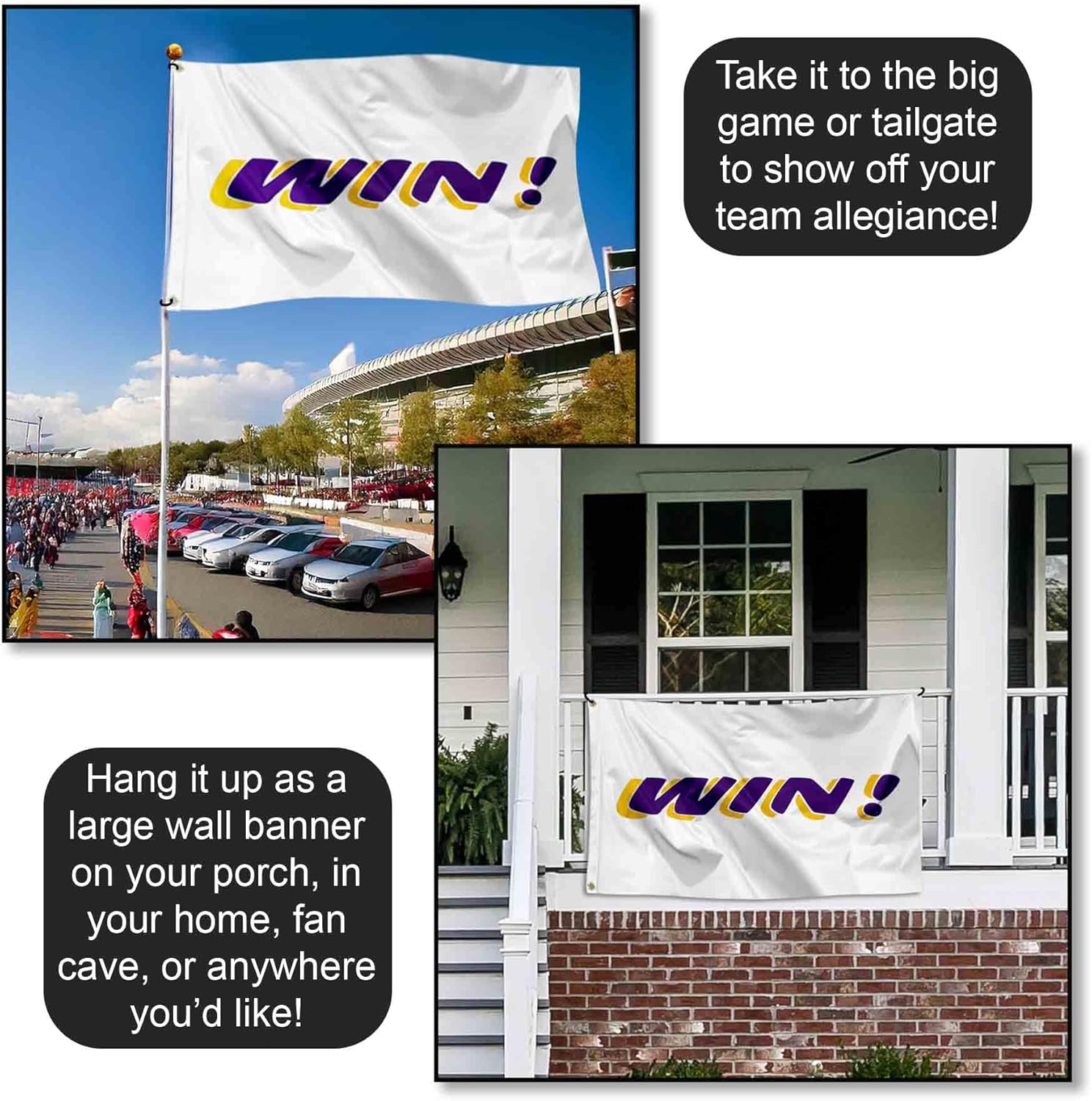 Louisiana State LSU Tigers WIN Bar Flag - Image 4