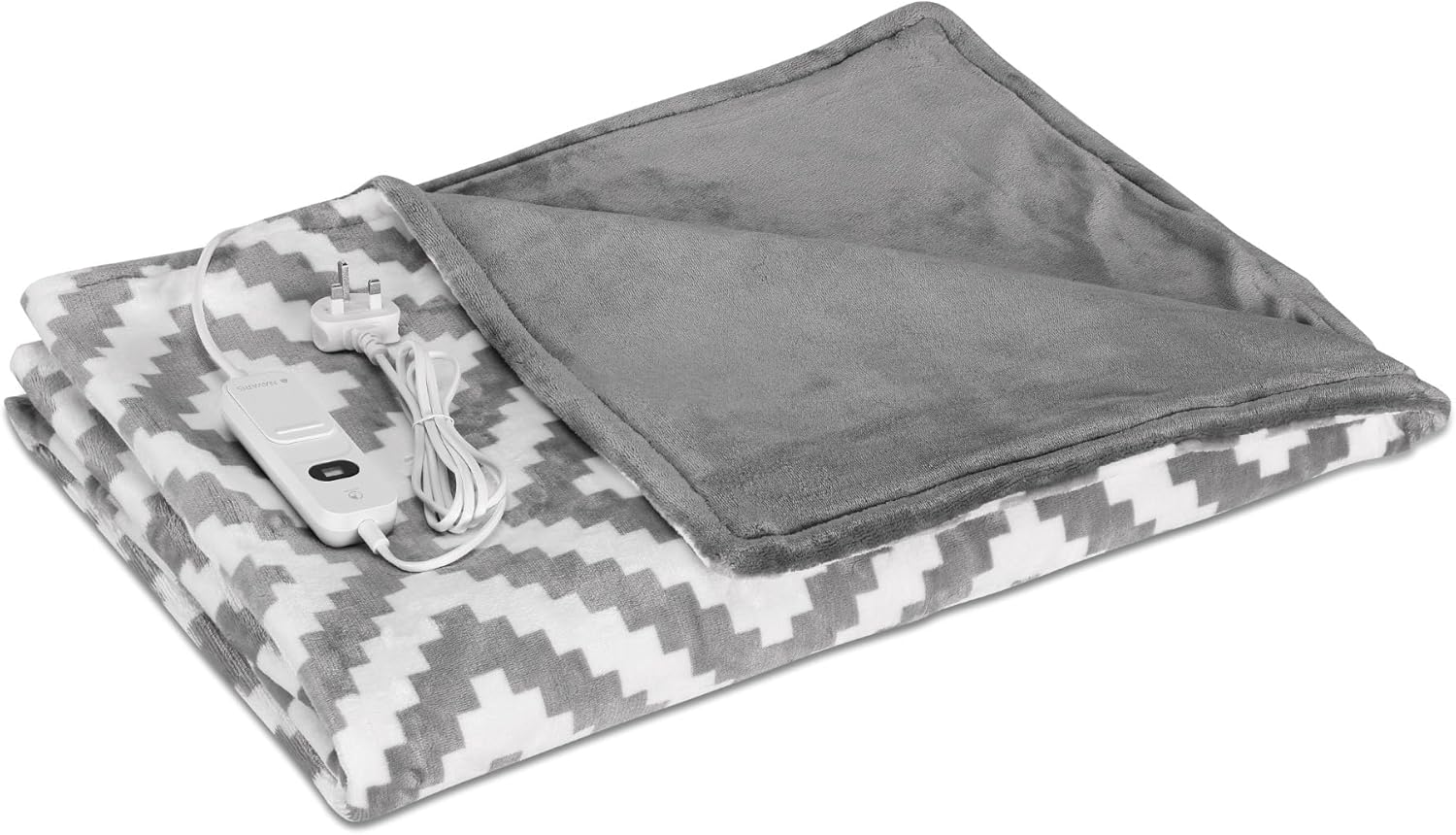 Navaris Heated Electric Blanket Throw 180x130cm Checked Grey