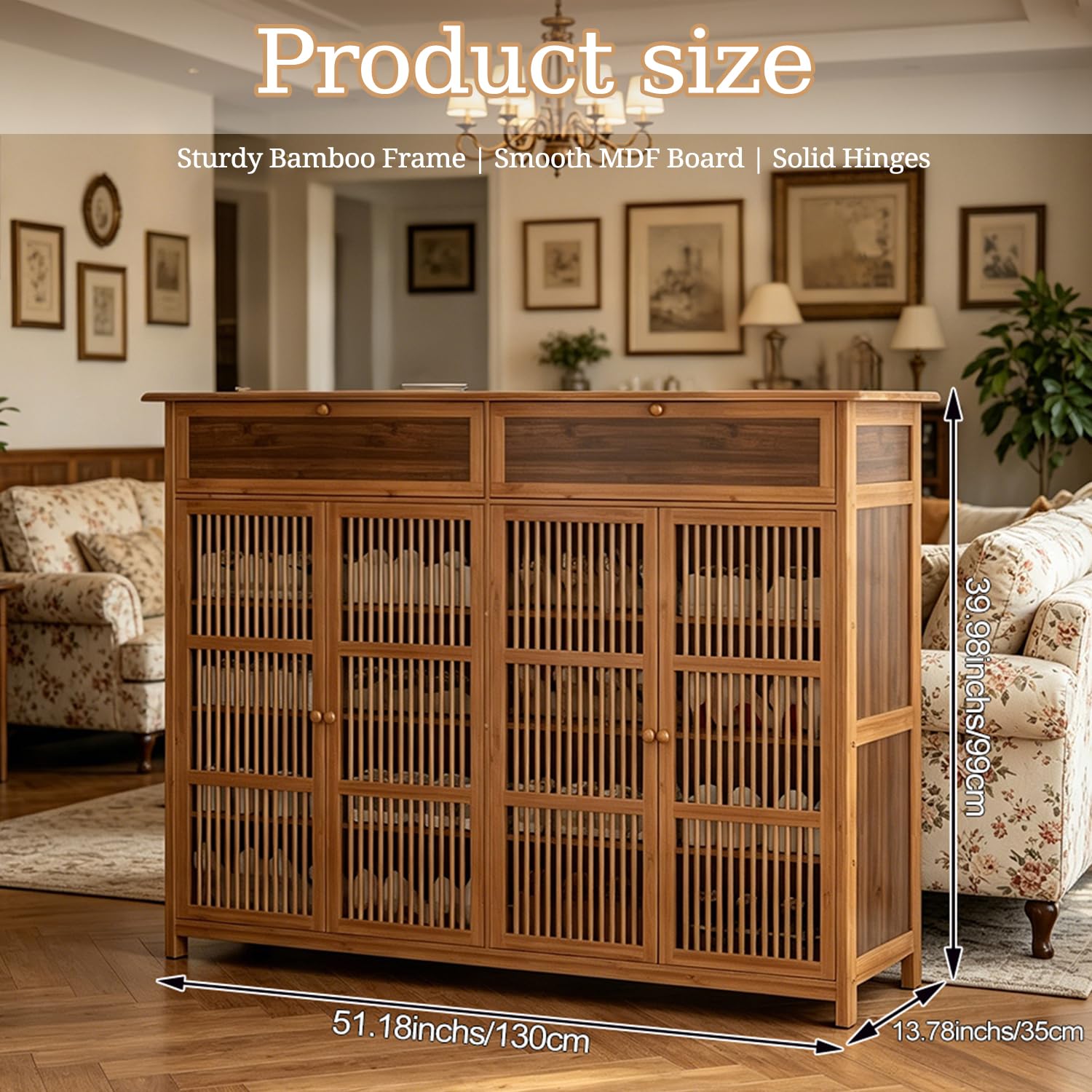 Zapatero Entrada Recibidor de Bambú Estrecho con 2 Cajones y 4 Estantes Ajustables, Mueble Recibidor Entrada, Mueble Zapatero para Entrada de SalóN, 130x35x100cm, MarróN