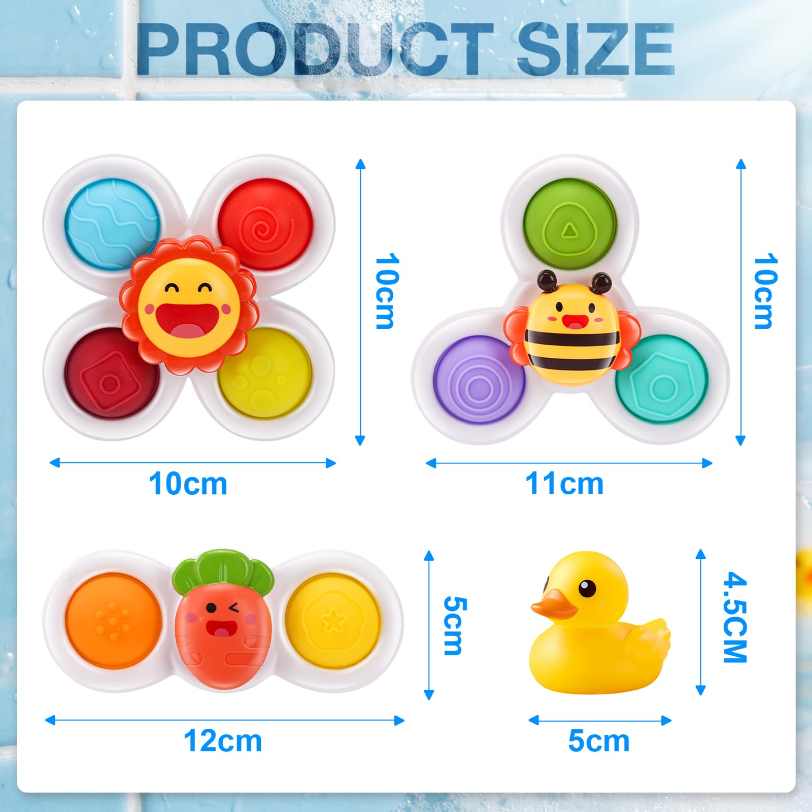 DESPOINA Spinner Bebé con Ventosa, Juguetes Giratorios Sensoriales Educativos, Juguetes de Baño para Trona y Viaje, Regalos Ideales para Niños y Niñas Pequeños - 5