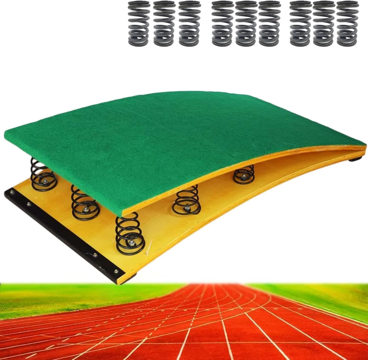 High Jump Spring Board Heavy Duty & Large Hardwood Springboard 9 Springs Gymnastics Equipment - Load 242lbs / 110kg Elastic Board for Vaulting High/Long Jump Landing practice art project assisted spri