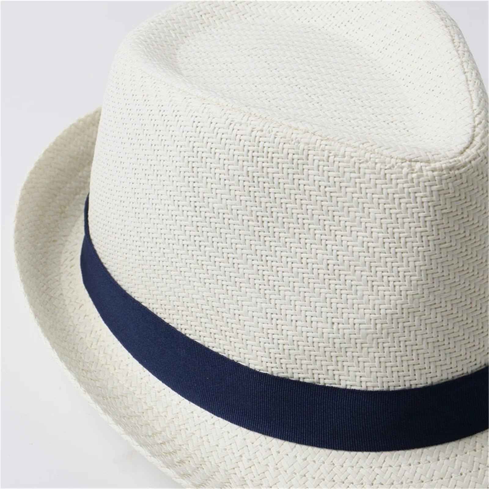 Sombrero Fedora Hombre Sombrero de paja grande for hombre, sombrero bombín, sombrero de paja de verano, sombrero de caballero, sombrero fedora for mujer, sombrero de cabeza grande for mujer(White blue