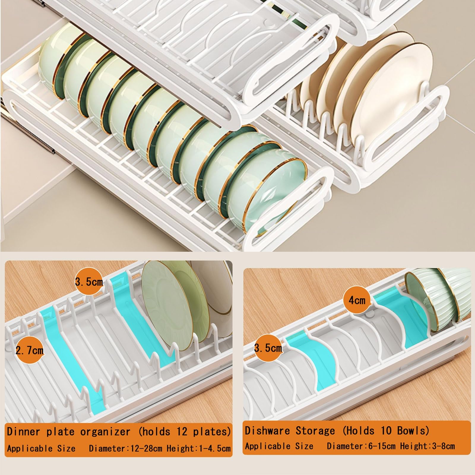 Escurreplatos para Módulos Altos, Escurridor De Platos Y Vasos para Muebles De Cocina, Escurridor De Platos Acero Inoxidable, Escurreplatos De Cocina, Escurreplatos Extensible(Plate Rack)