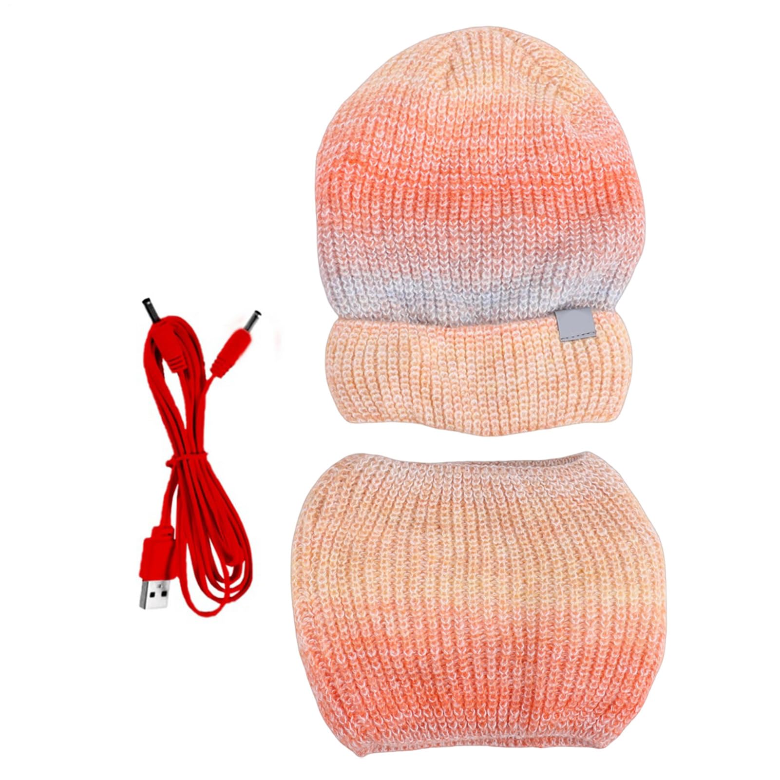 Generisch Winter Hat Scarf Set - Heated USB Wool Cap and Neck Warmer | 2 en 1 Electric Heated Beanie and Scarf for Men Women Outdoor Ski Cycling Hiking Commuting Cold Weather
