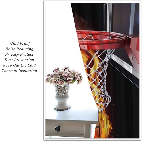 Vista 225 de Boys Sports Curtains Basketball Football Baseball Flame Pattern Printed Curtains Kids and Teenagers' Bedroom Living Room Blackout Curtains W42 * L54