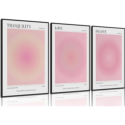 3pcs Pink Aura Collection Gradient Canvas wall art Positive Minimalist Fluppy Art Picture Wall Decor Trendy Aesthetic Poster Print Artwork for Bedroom, Living Room, girls room Home Decoration【UNFRAMED】