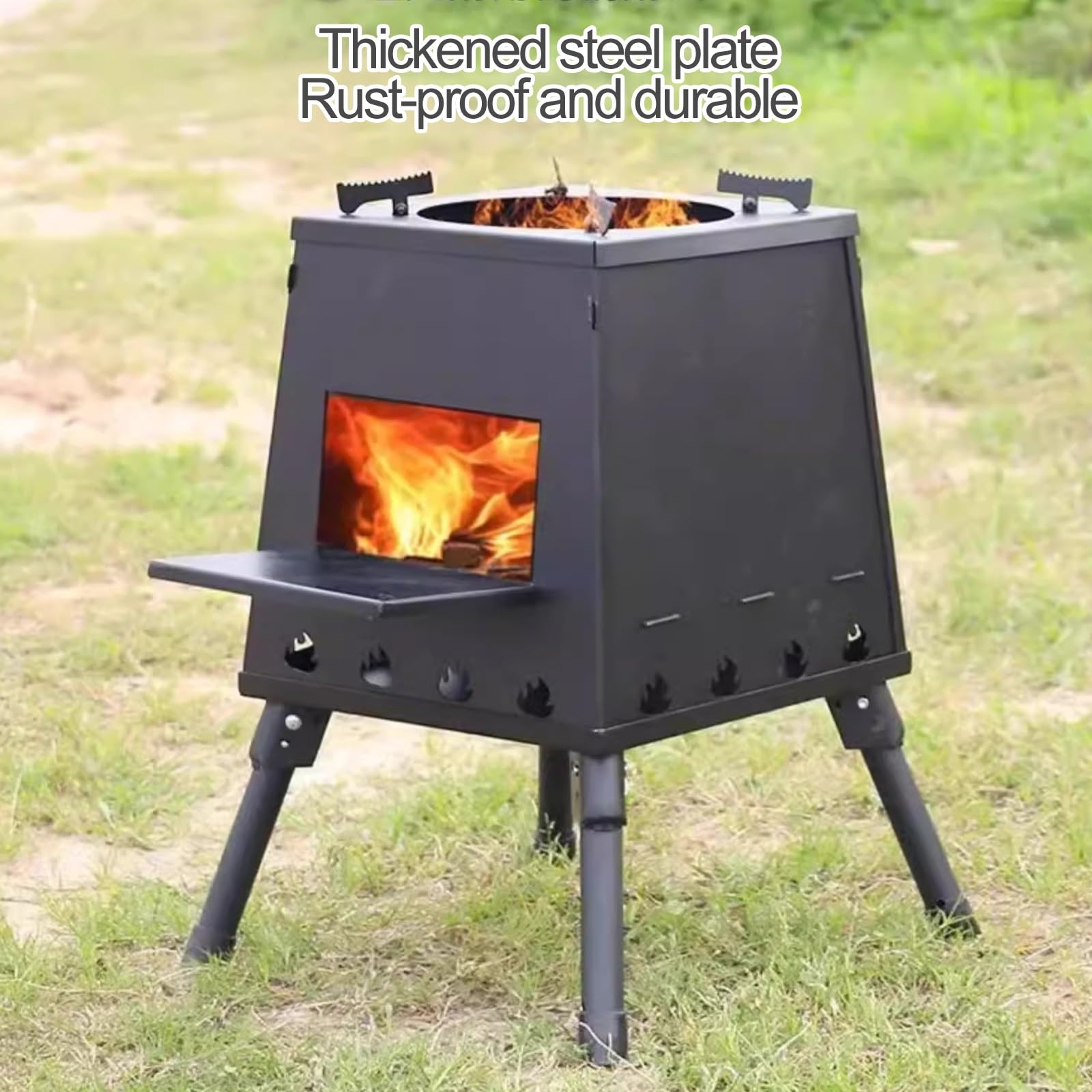 Réchaud de camping portable, réchaud à bois amovible avec sac de transport pour barbecue, pique-nique, randonnée et camping