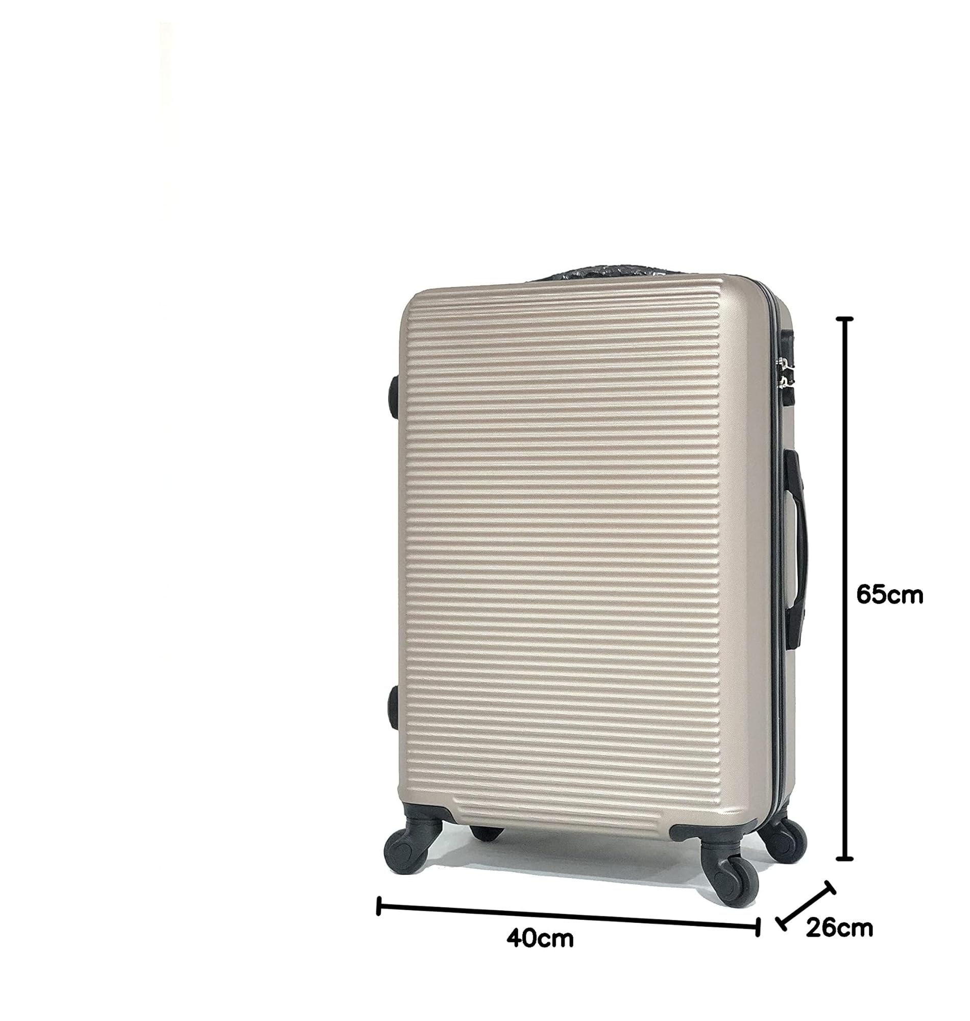 CELIMS - Maleta Mediana de Viaje con Neceser Neceser 30cm Rígida con 4 Ruedas Ligera Facturación 20kg 65cm | Cerradura Integrada | Maleta Mediana con 4 Ruedas 65cm | Champán