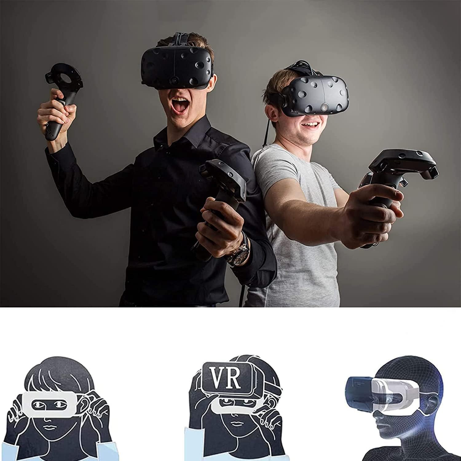 Busjoy VR Mask Sweat Band for Meta/Oculus Quest 2 Accessories, Universal Home Eye Mask Cover Adjustable Breathable Face Cover for VR Workouts Use