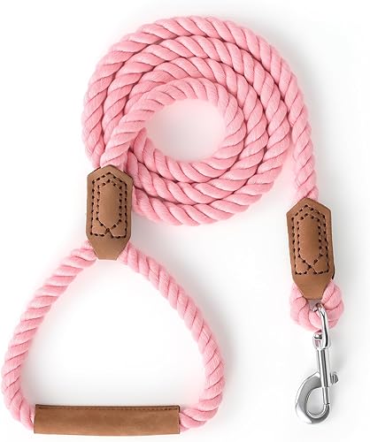 Miniatura 12 de Mile High Life Correa para perro, correas de cuerda de algodón trenzada con mango de cuero, cierre de metal resistente, 6 pies, 1/2 pulgada de Mango