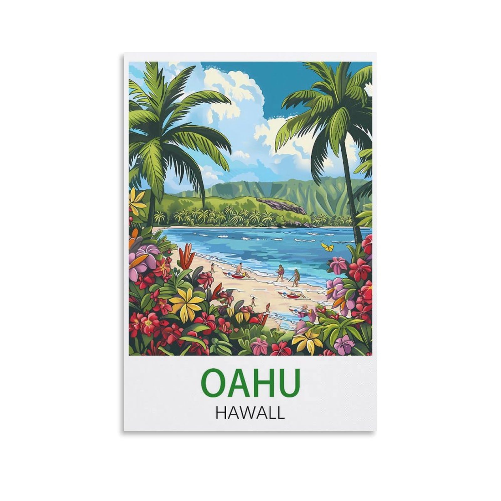 EZMLFA 5D Diamond Art Kits for Beginner,Oahu Hawalls,Diamond Picture Art for Beginner, DIY Gem Cross Stitch Creative Gift Home Wall Decor 40x50cm
