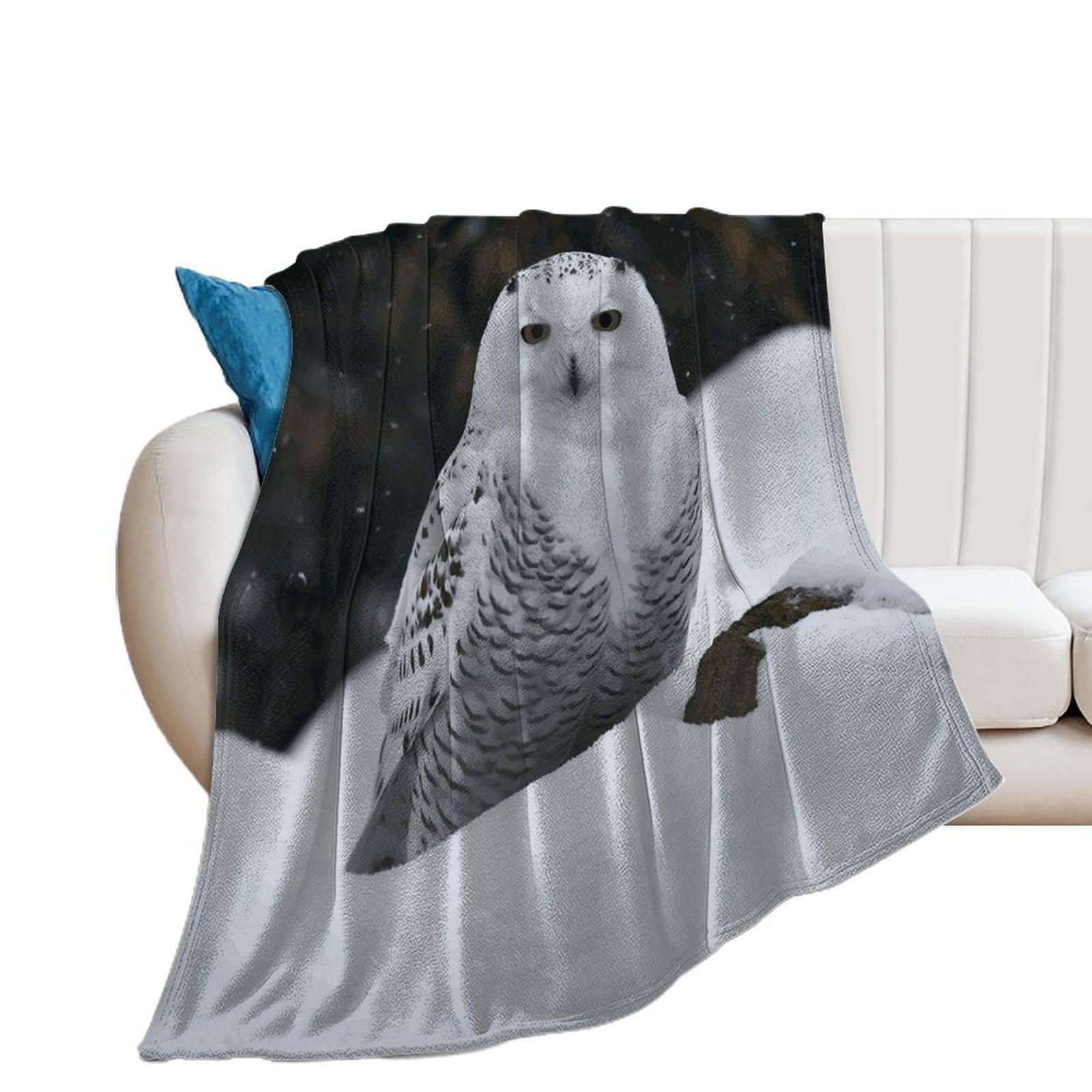 Snow Owl Blanket Super Soft Lightweight Throw Blanket Cute Cozy Warm Bed Blanket Decorative Fuzzy Blanket All-Season Home Decor Gift for Sofa Couch Living Room 30"*40"（76 * 100cm）