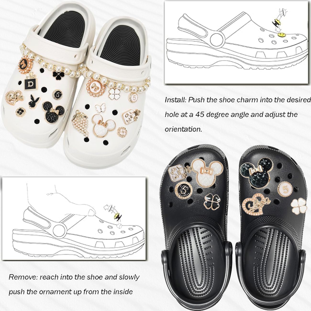 Shoe Charms for Croc Charms, 18Pcs Bling Croc Charms for Girls, Cute Rhinestone Cartoon Shoe Chain Accessories for Women Designer DIY Clog Sandals Decoration Birthday Party Gifts 6 71uOWdPDXVL. AC SL1300