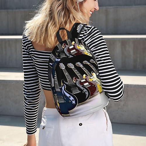 Miniatura 7 de VACSAX Guitarra eléctrica Imprimir Mochila Lona Mochilas Casual Bolsa Viaje Daypack, Negro -, Mochilas Daypack