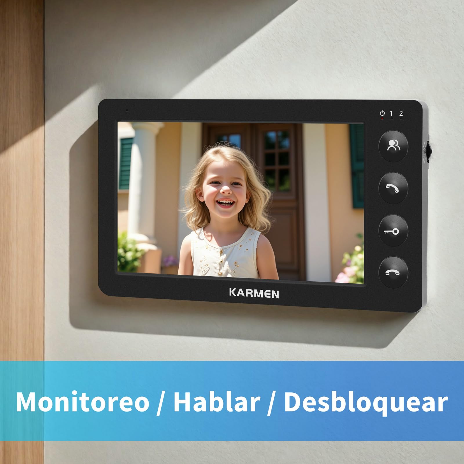 Karmen videoportero con Cable, intercomunicador de Puerta, Impermeable al Aire Libre, visión Nocturna infrarroja, Hablar con el visitante, admite CA 100V-240V