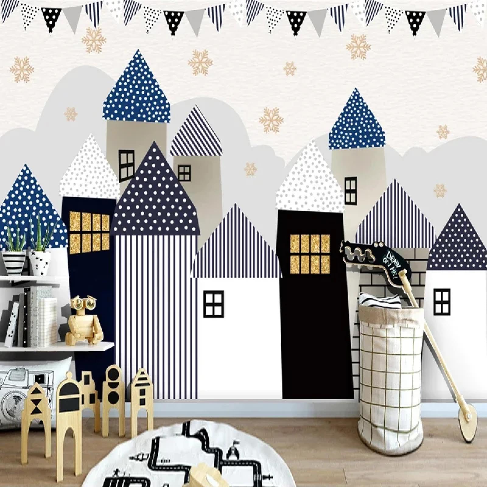 Adesivi murali per cameretta dei bambini, cartoni animati, casa, castello, cameretta per bambini, asilo, soggiorno, camera da letto, carta da parati