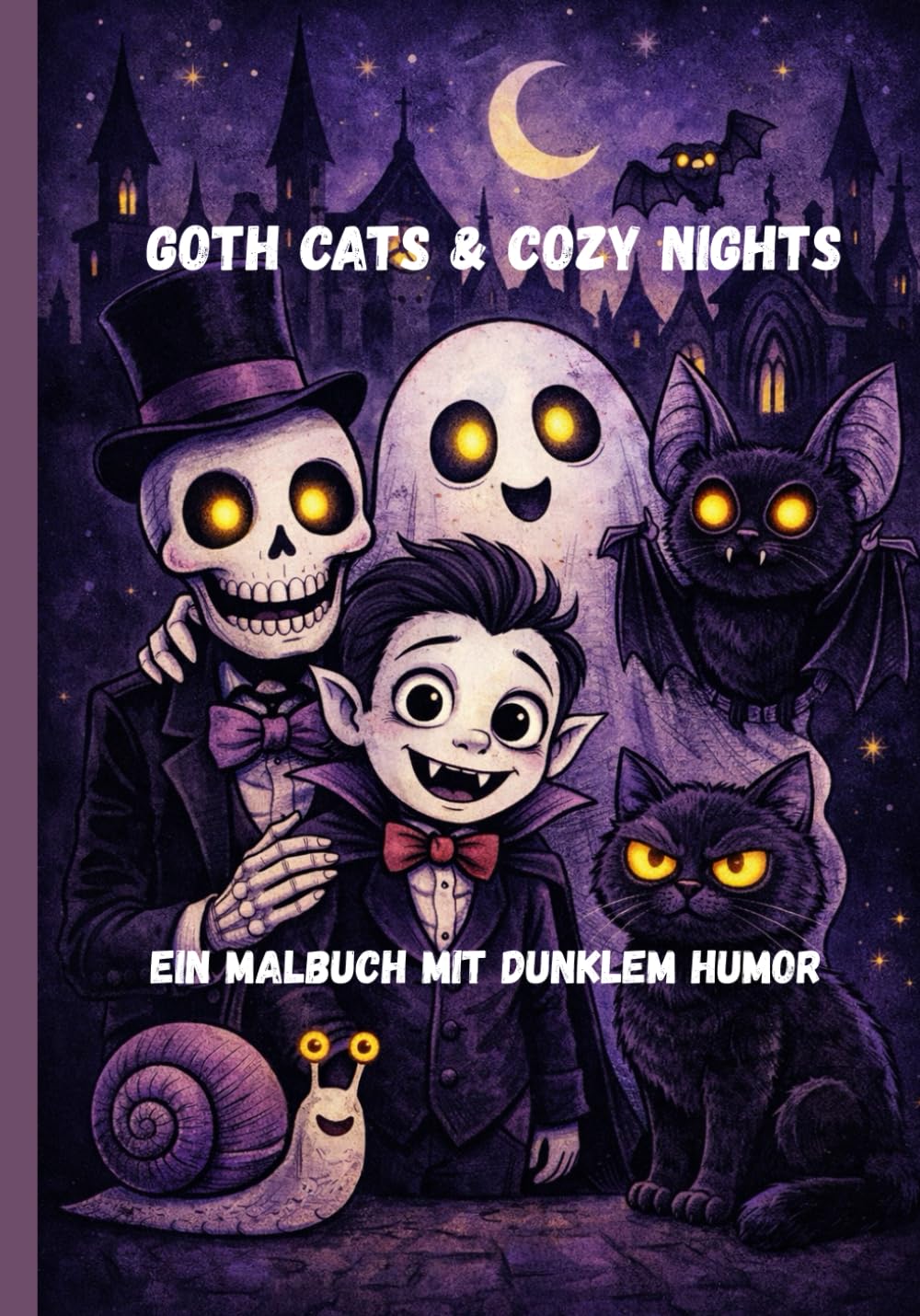 Goth Cats & Cozy Nights: Ein Malbuch mit dunklem Humor