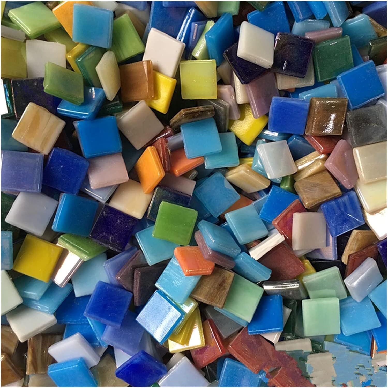 Kamienie mozaikowe 100g Magiczne kolory 15 x 15 mm Kwadratowe szklane płytki mozaikowe dla majsterkowiczów Płytka ze szkła kryształowego Kreatywny materiał artystyczny (kolor: E, rozmiar płytki mozaik