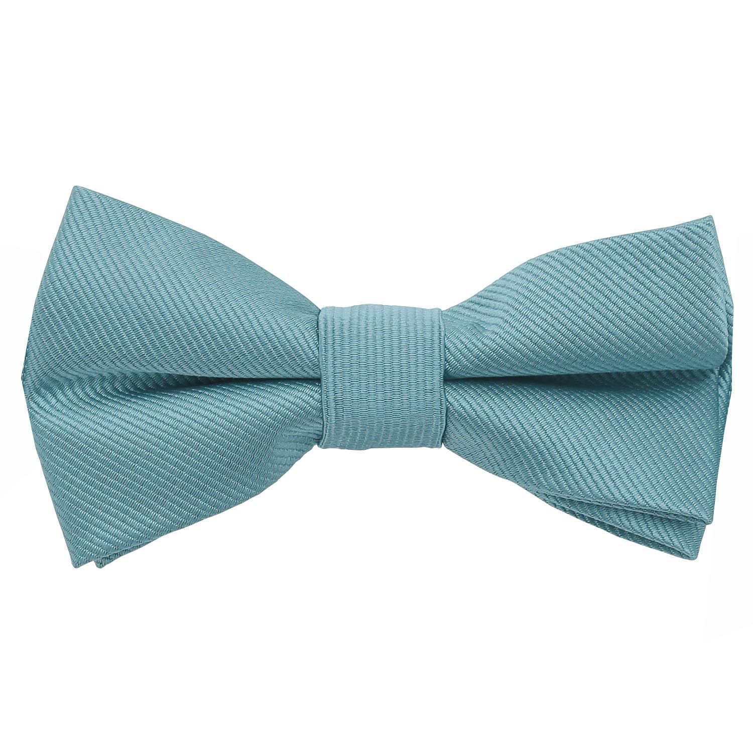 DQT Boys Plain Twill Pre-Tied Bow Tie – Wedding, Pageboy & Formal Adjustable Bowtie - Teal